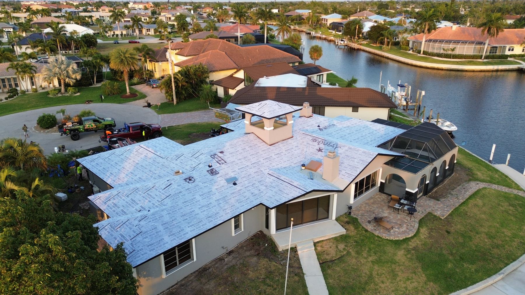 Canal home dried in with new underlayment
