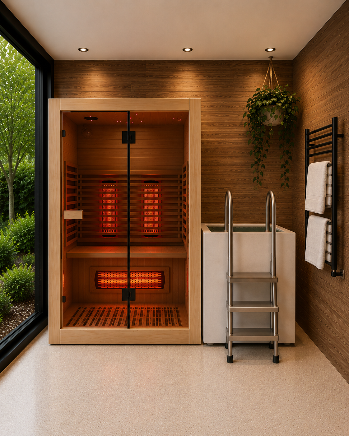 Inside a Modular Sanctuary: infrared sauna and plunge