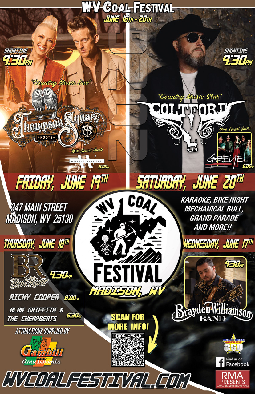 WV Coal Festival 2026 full music lineup flyer