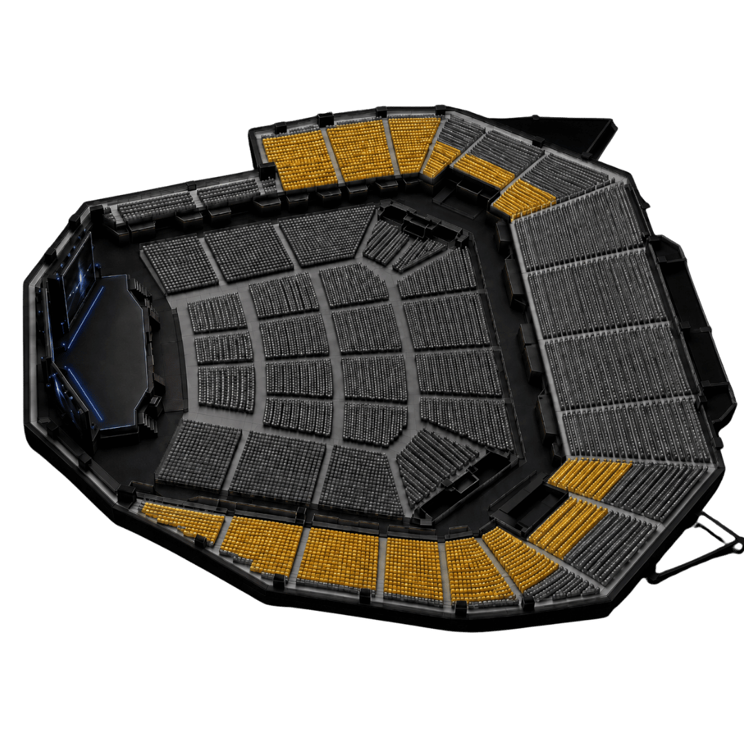 3D arena seating layout for Gold ticket tier