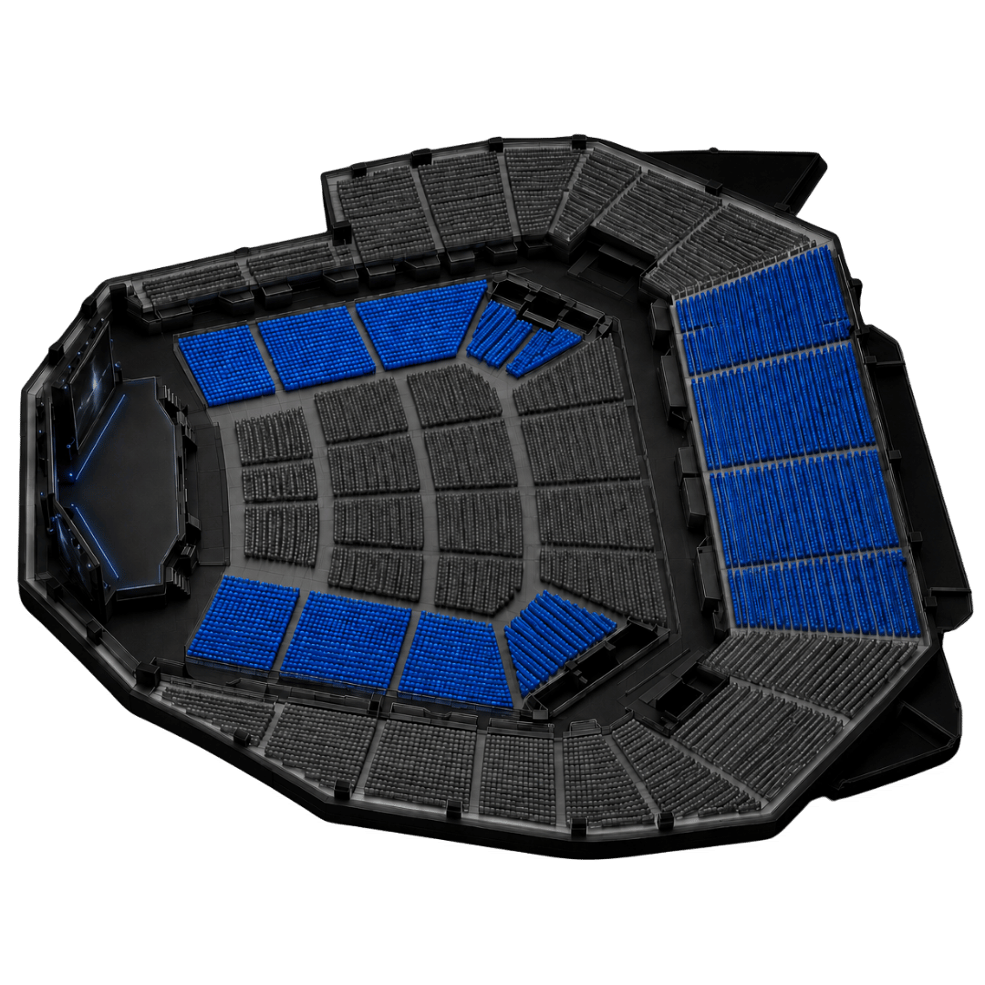 3D arena seating layout for VIP ticket tier