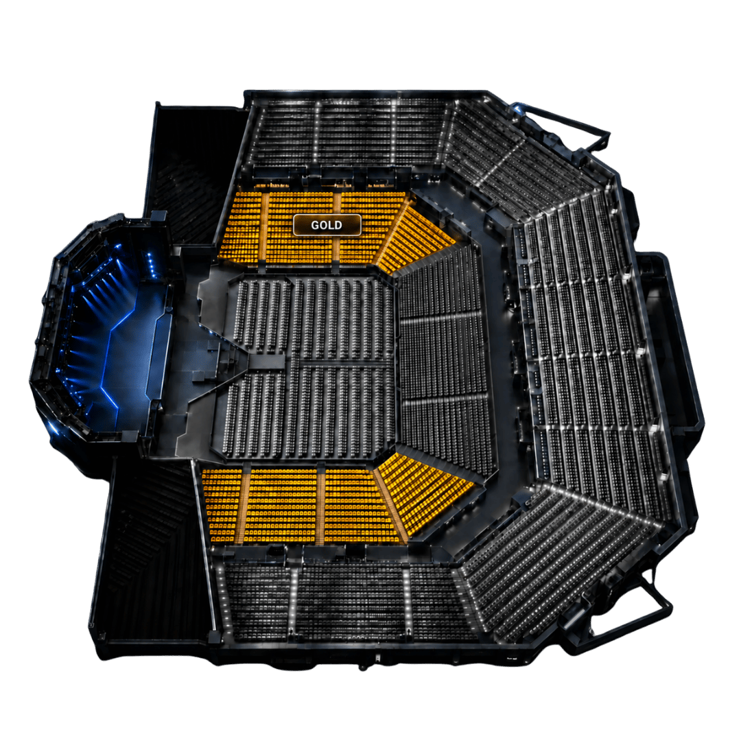 3D arena seating layout for Gold ticket tier