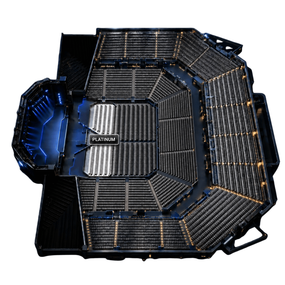 3D arena seating layout for Platinum ticket tier