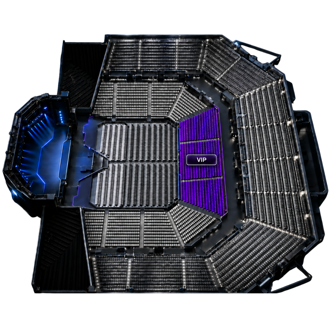 3D arena seating layout for VIP ticket tier