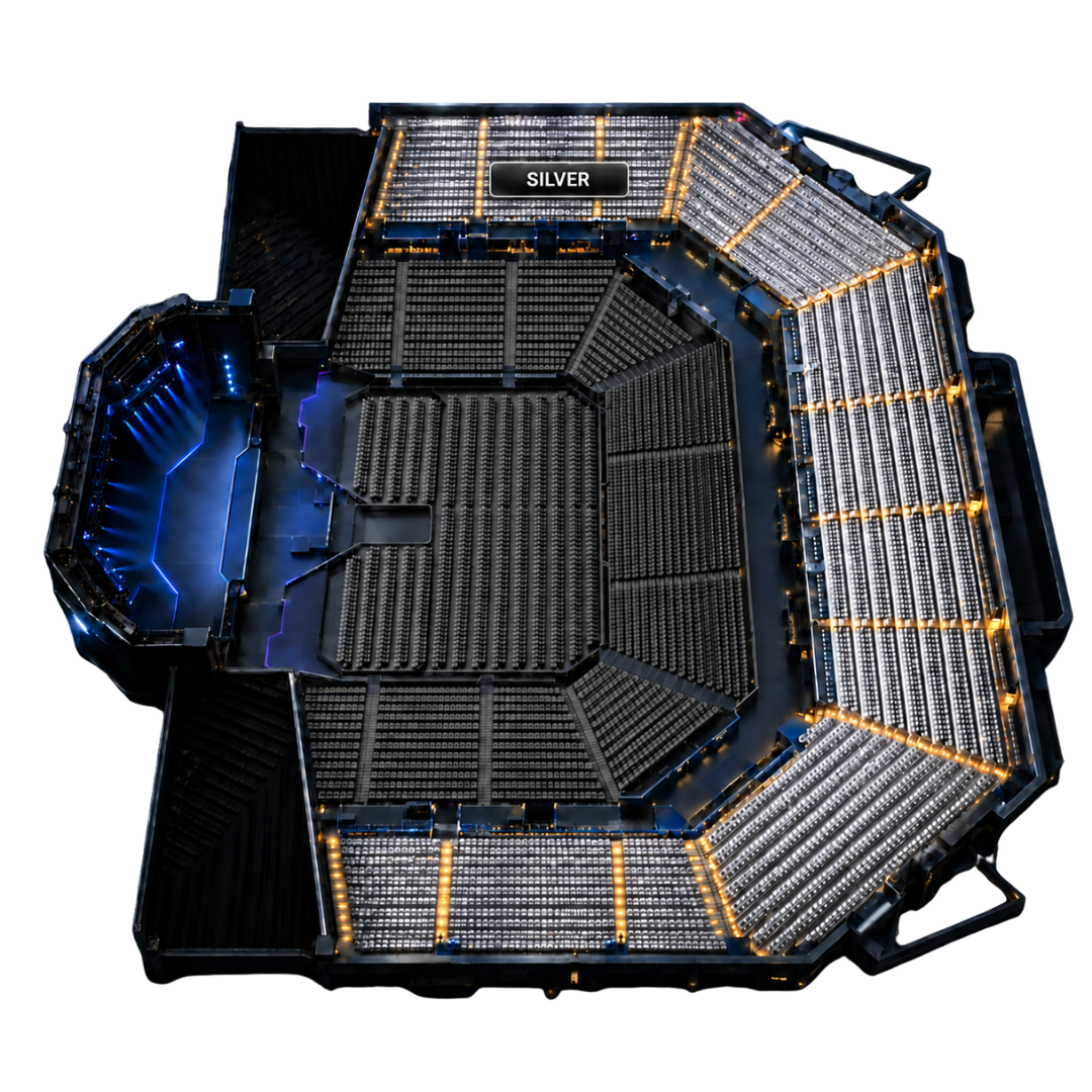 3D arena seating layout for Silver ticket tier