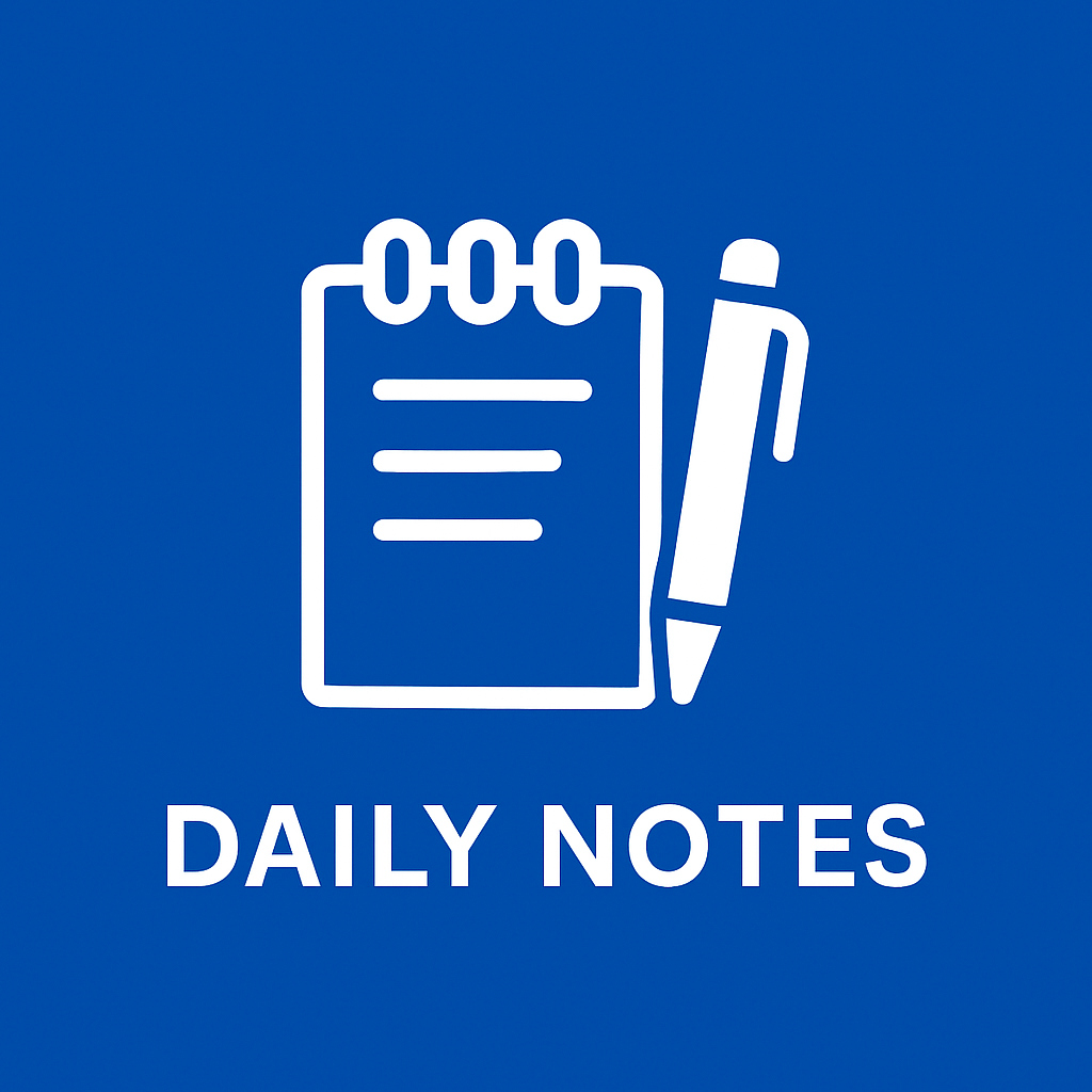 Daily Notes category icon with notepad and pen in Millaway Blue.