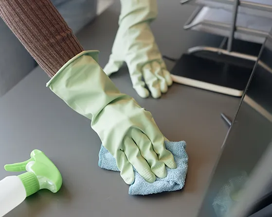 Professional cleaner working in a commercial space