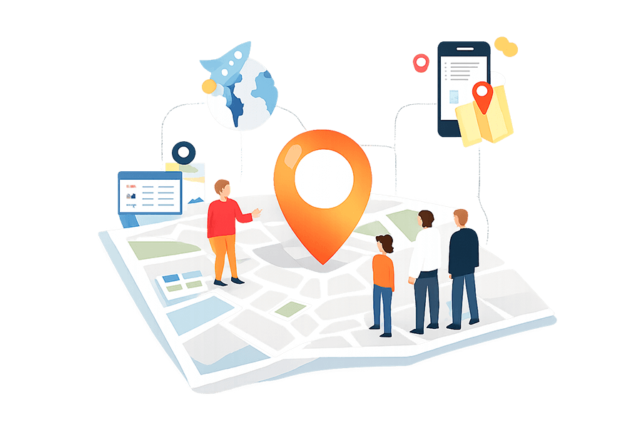 Local SEO services West Palm Beach map with location pin and nearby search visibility