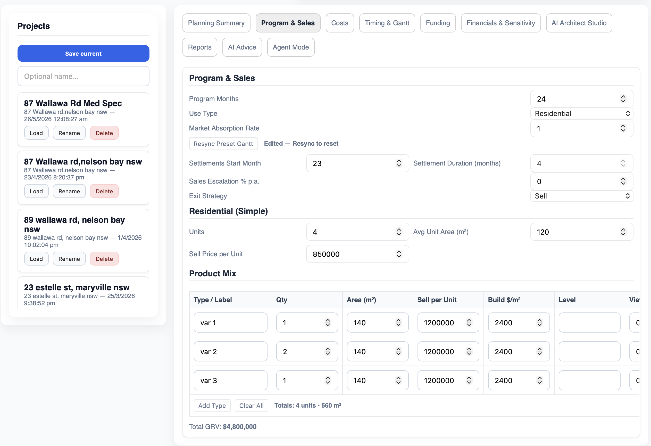 Program & sales — actual InsiteIQ product screenshot