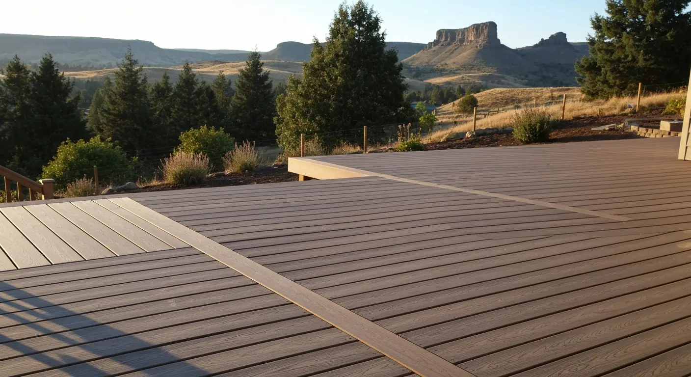 Composite deck in Rogue Valley backyard