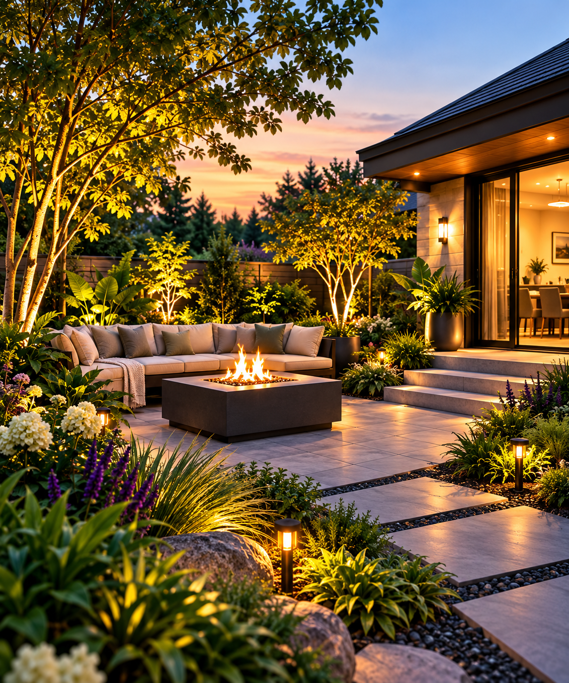 Beautiful landscaped outdoor living space