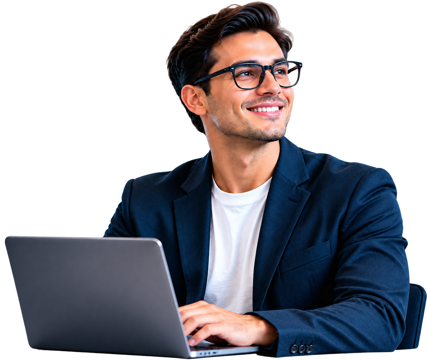 Business professional working on laptop