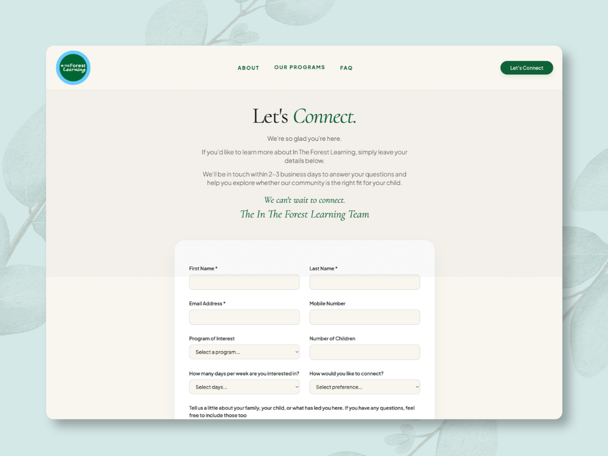 A Simple Let's Connect Form