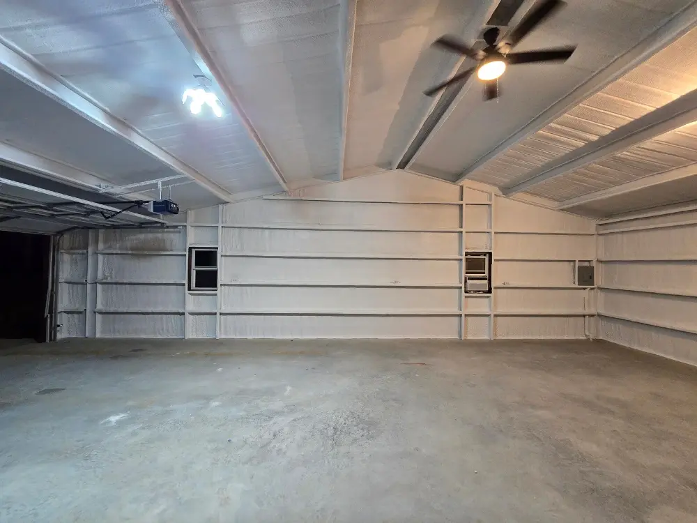 Interior of metal building insulated with closed-cell spray foam by 903 Spray Foam in Bonham, TX