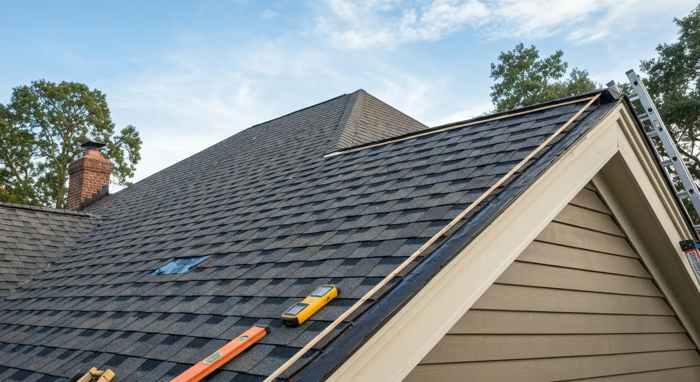 Roof repair work on Blythewood home