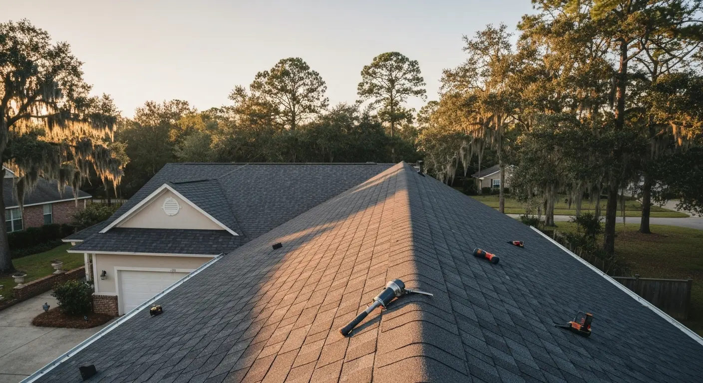 Residential asphalt roofing installation