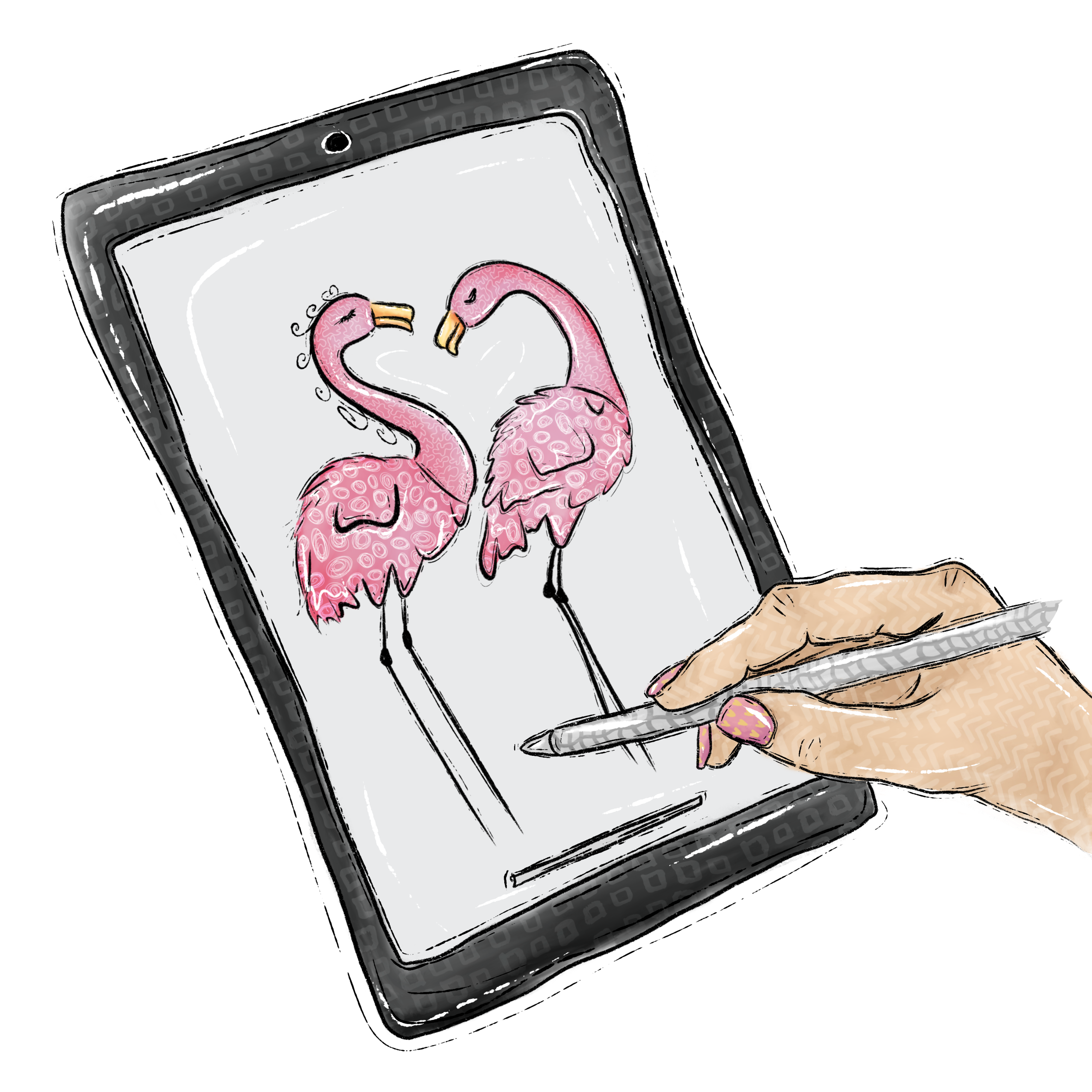 Tyffany hand-drawing on her iPad in Procreate
