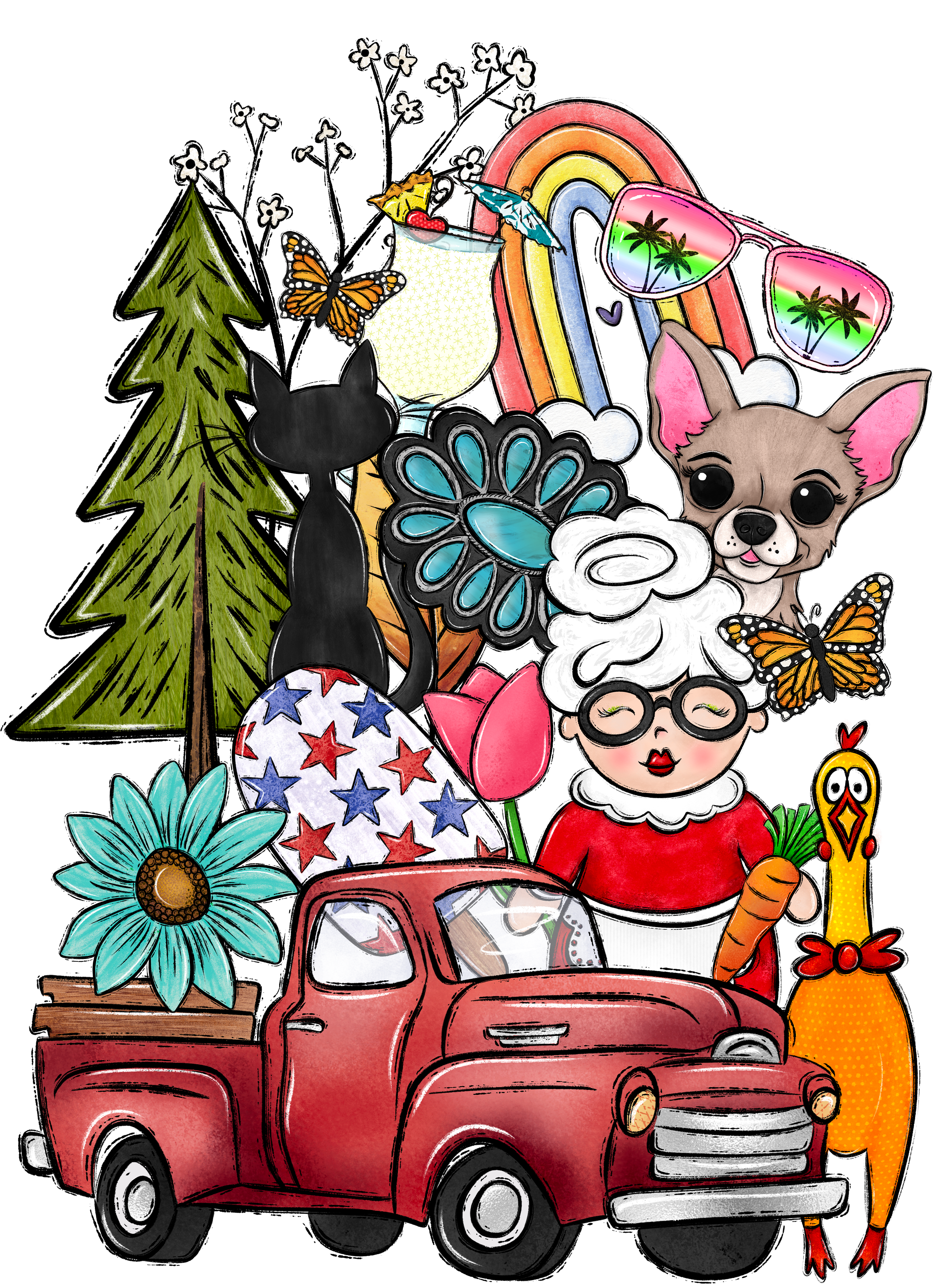 Hand-drawn clip art cluster