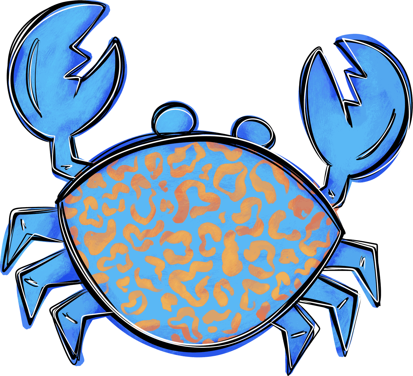 Patterned blue crab illustration