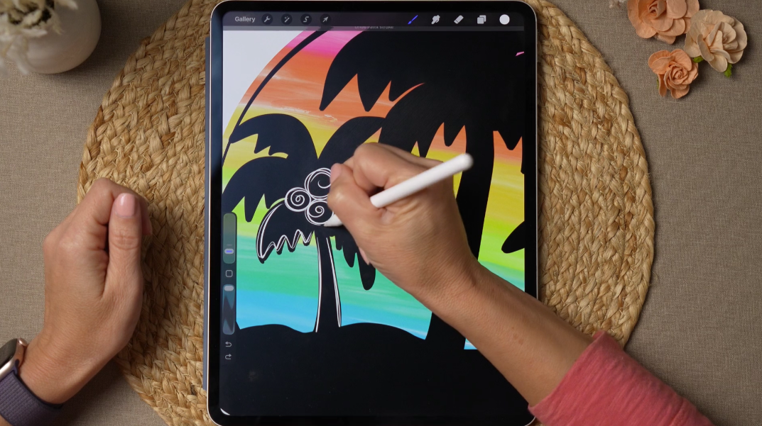 Building layers with custom brushes in Procreate