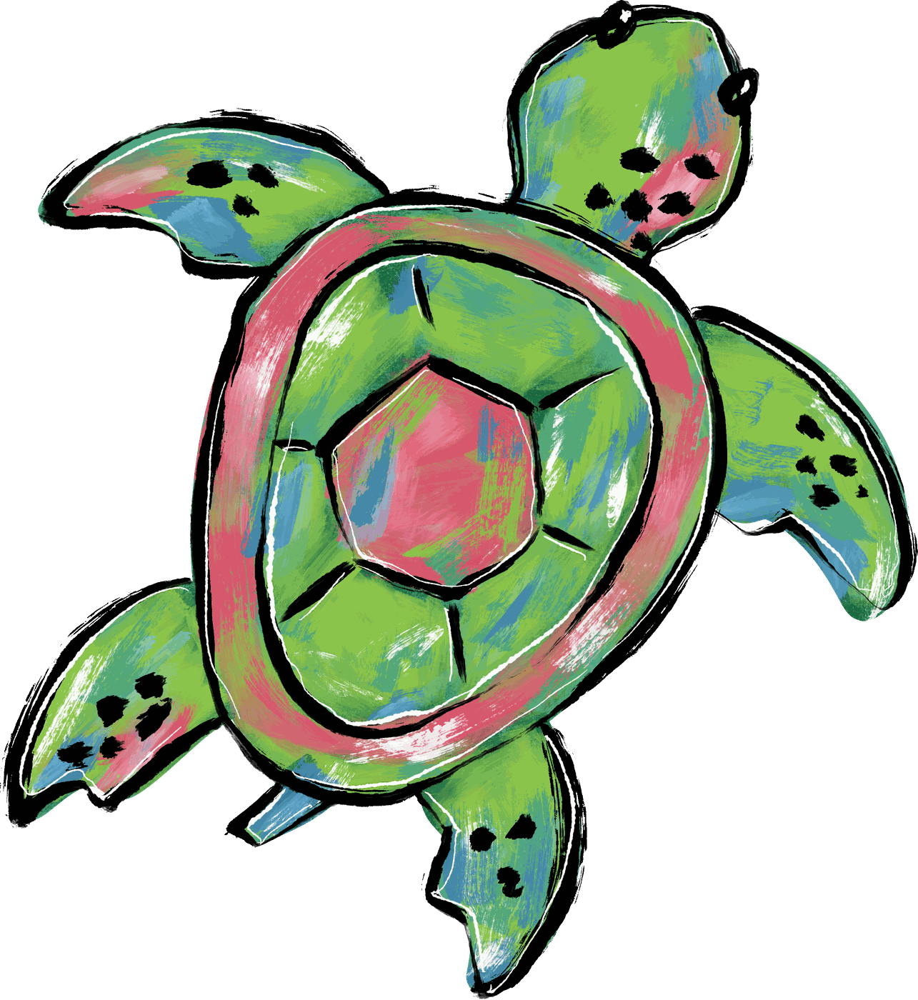 Painterly sea turtle illustration