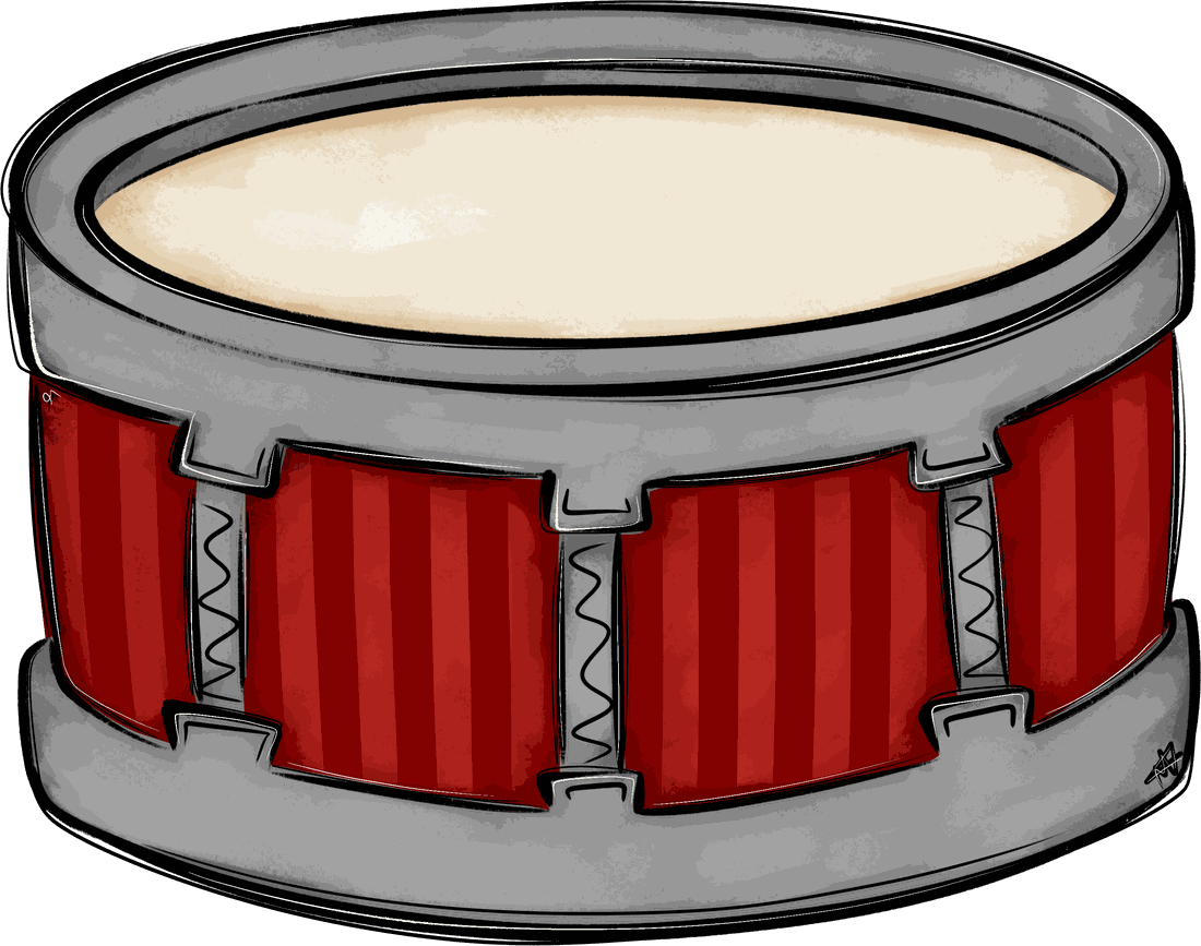 Hand-drawn marching drum