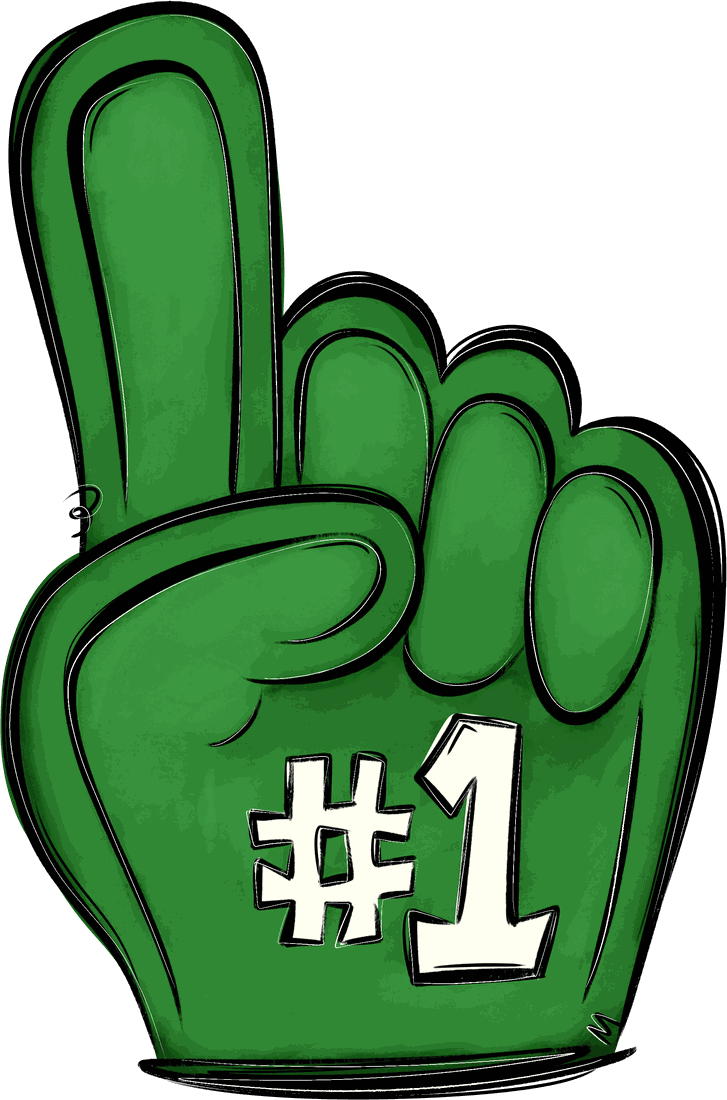 Hand-drawn number one foam fan hand