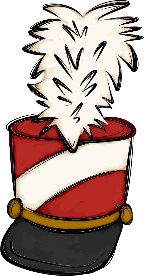 Hand-drawn marching band hat