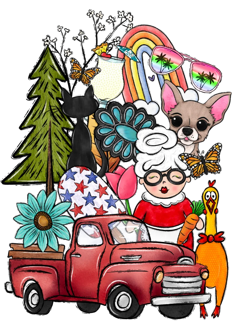 Hand-drawn clip art cluster