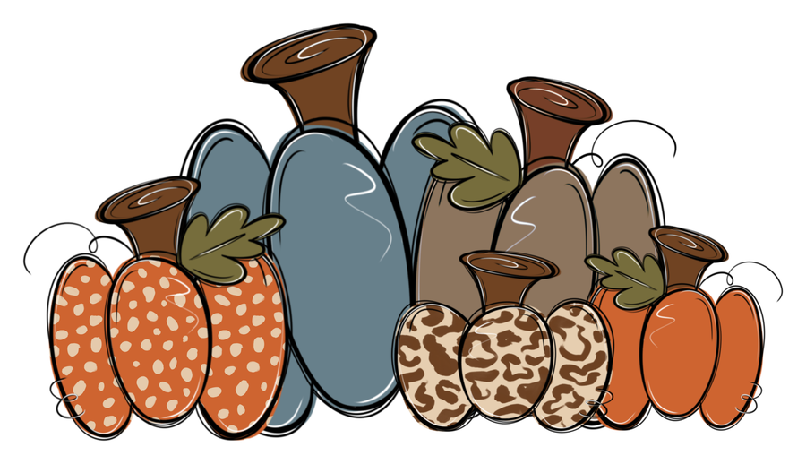 Pumpkin patch of patterned pumpkins