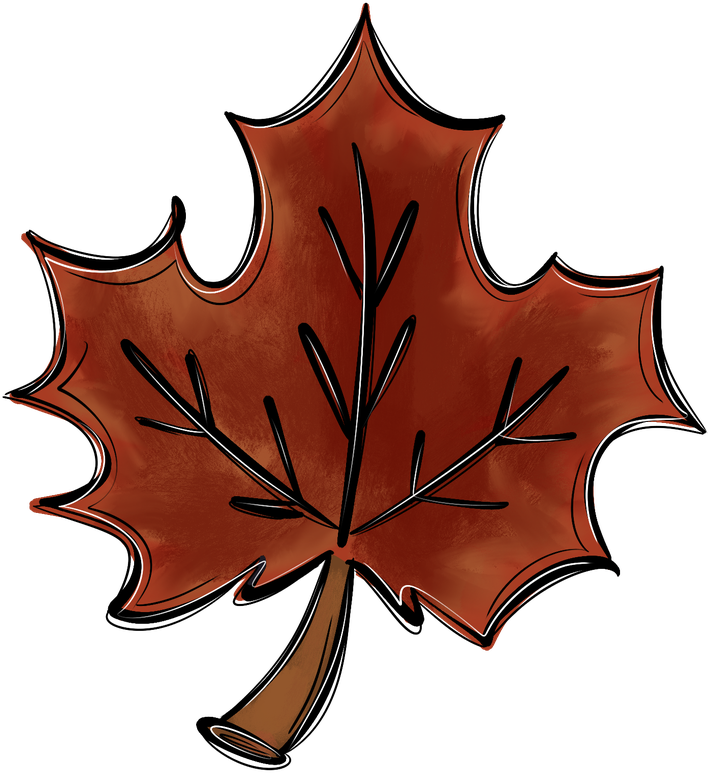 Hand-drawn watercolor maple leaf