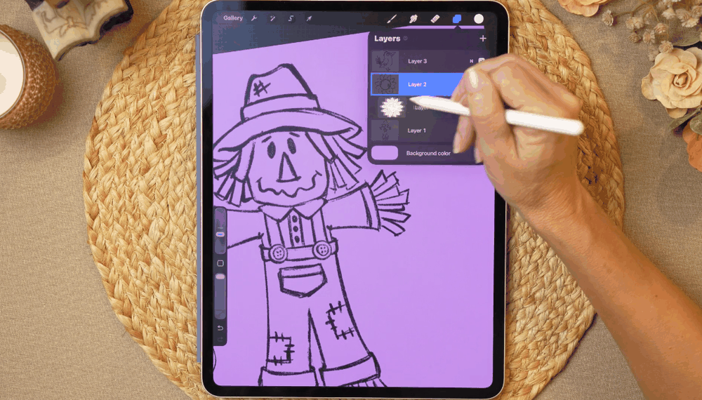 Tracing the scarecrow sketcher in Procreate on iPad