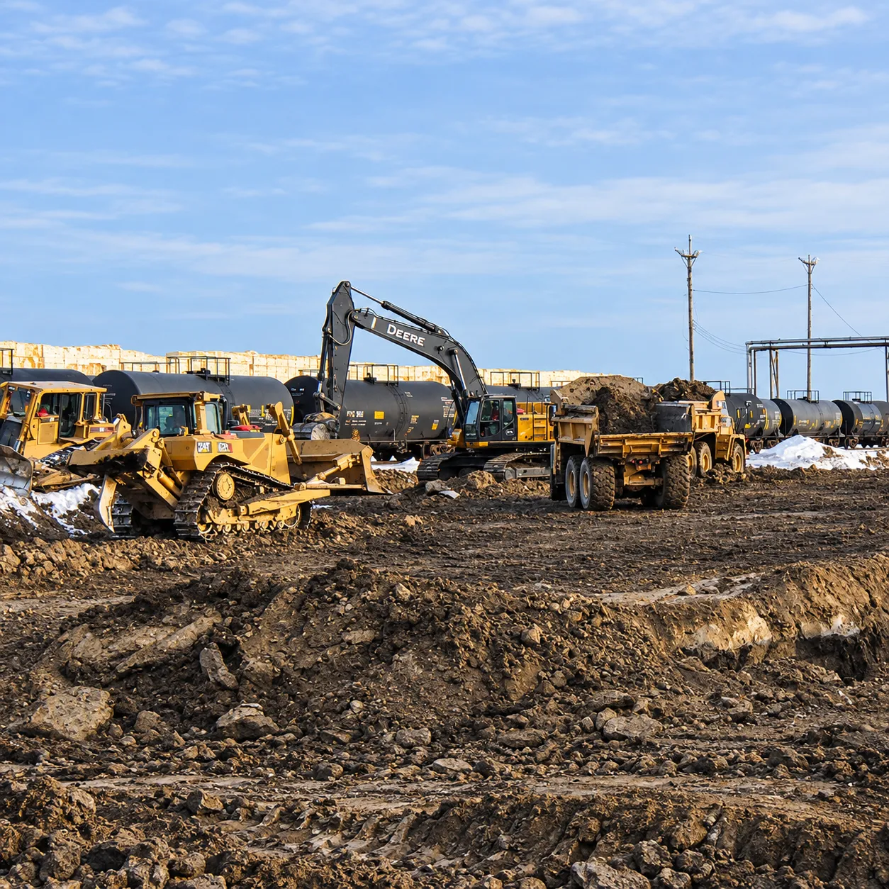 Heavy equipment supporting environmental site development
