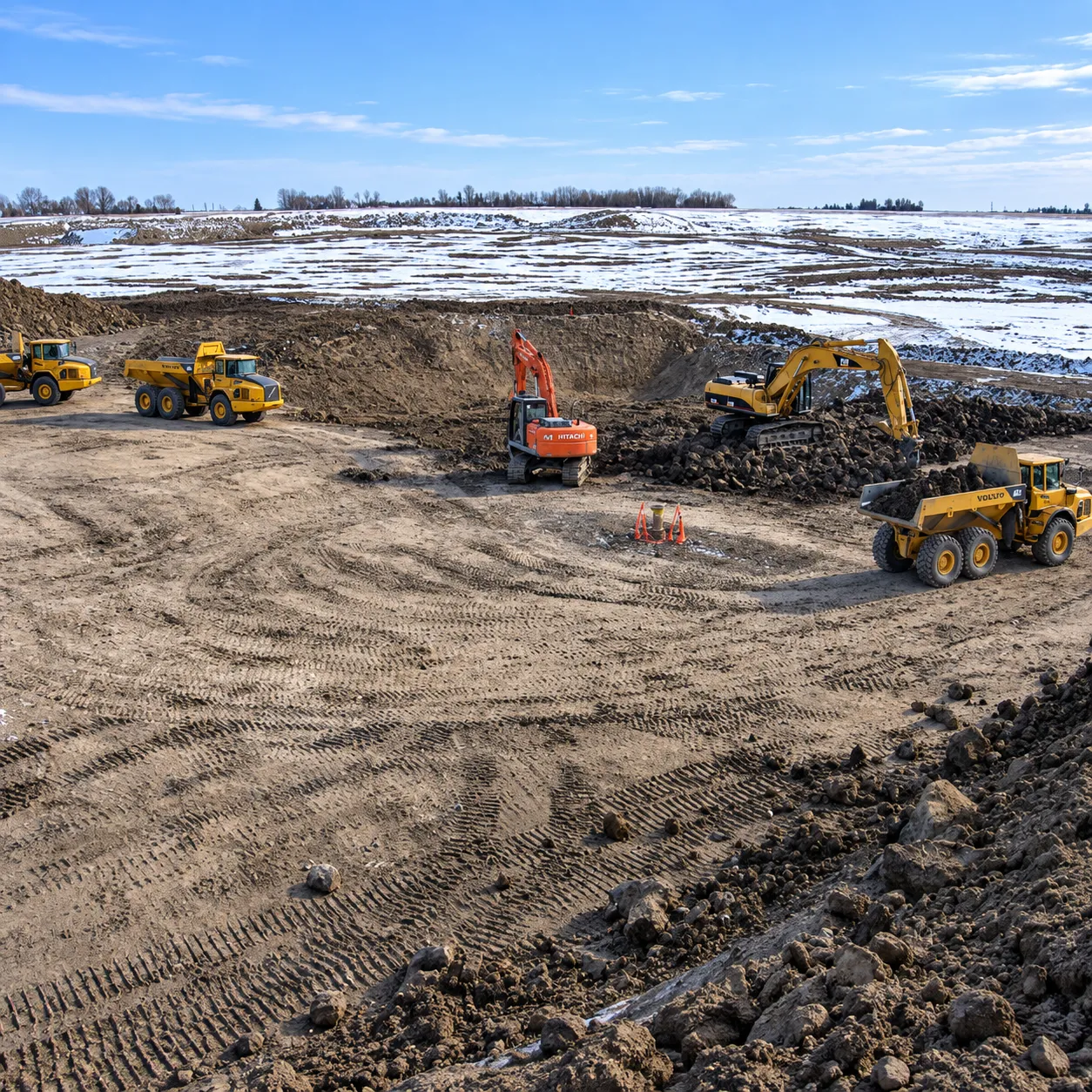 Heavy equipment working across a large remediation site