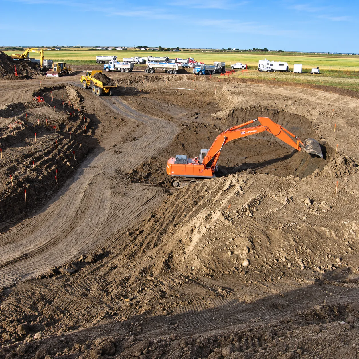Large-scale excavation and soil removal at a remediation site