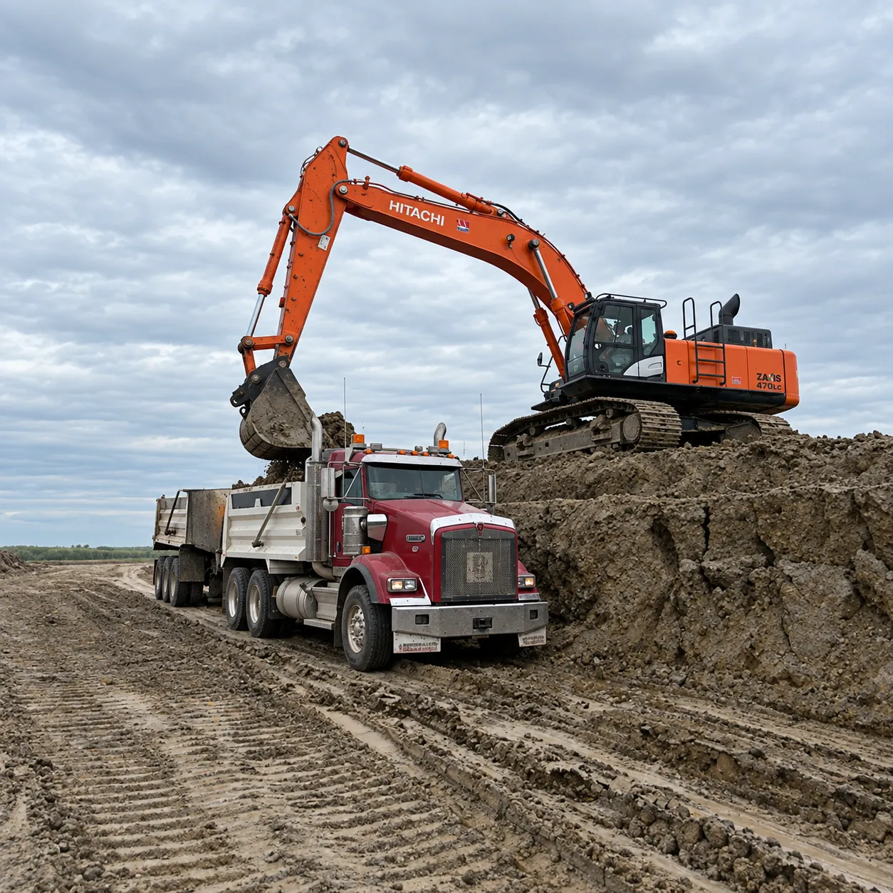 1. Excavator loading soil for off-site hauling during remediation work