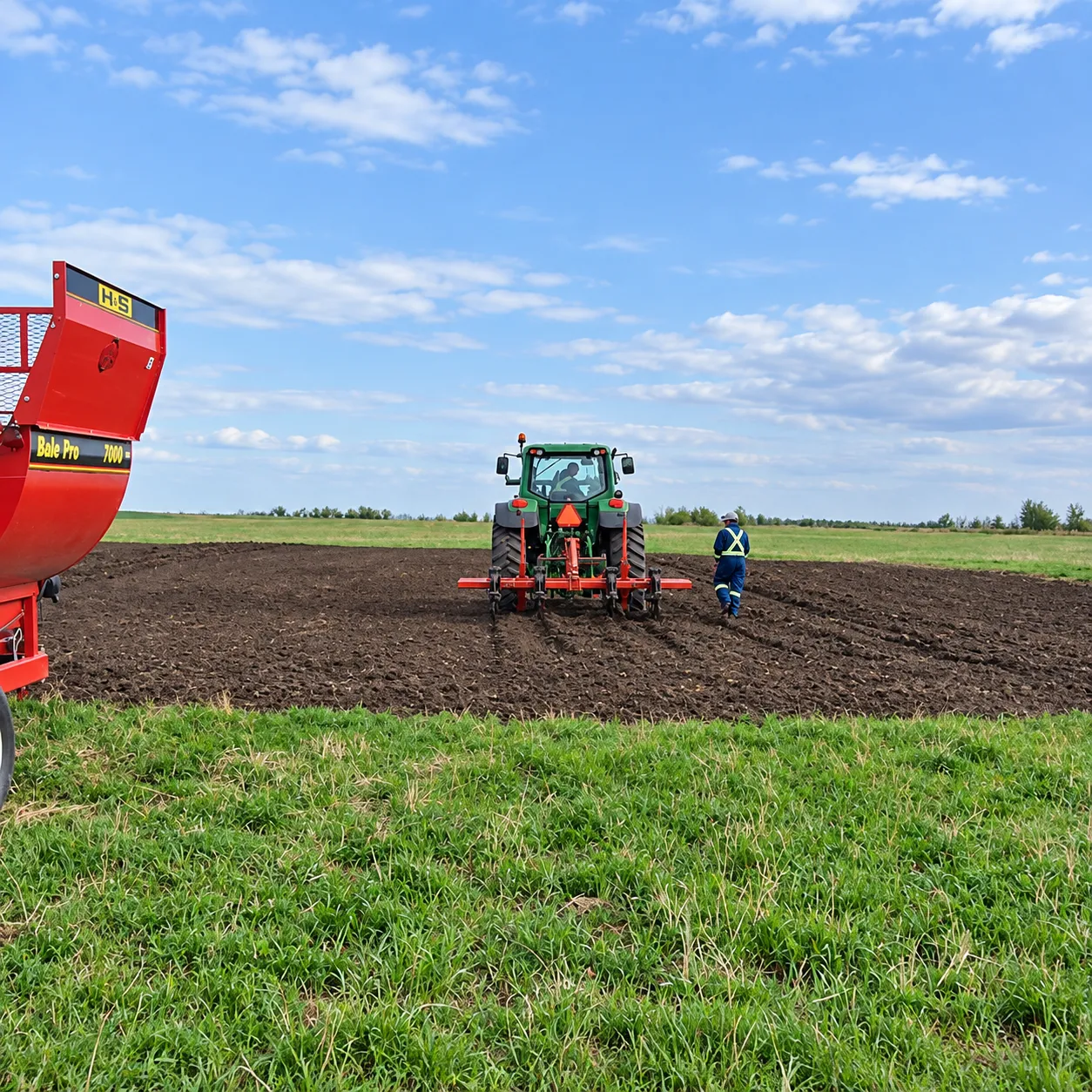 Agricultural tractor working on reclaimed soil in Alberta