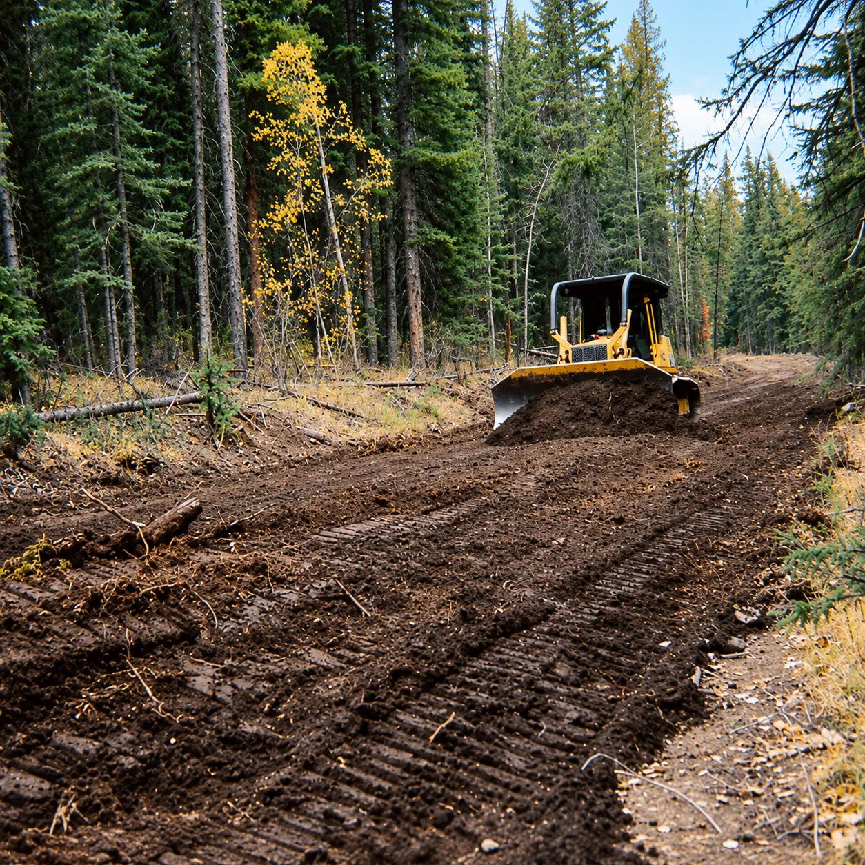 Dozer preparing disturbed land for environmental reclamation