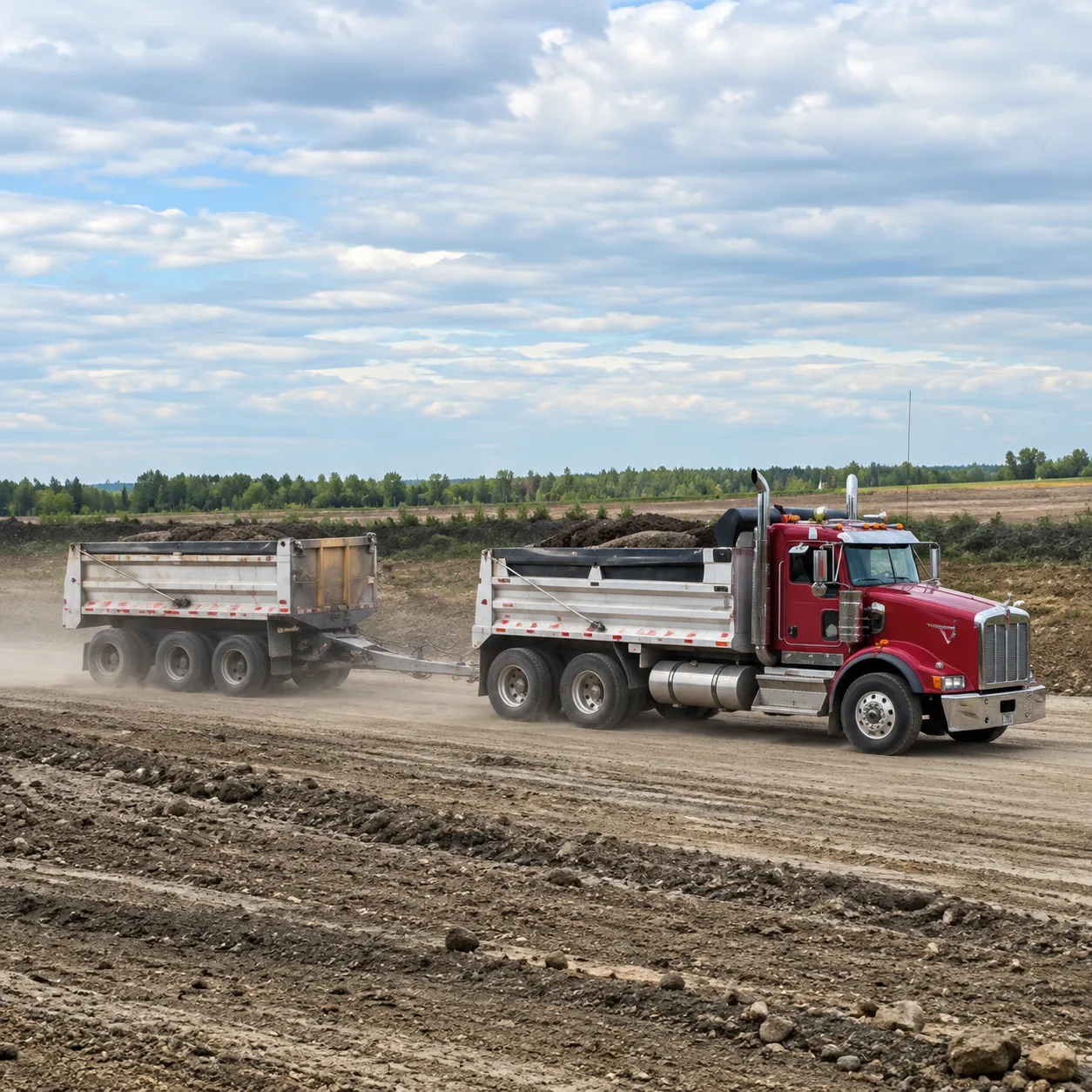 Gravel truck used for construction material transportation