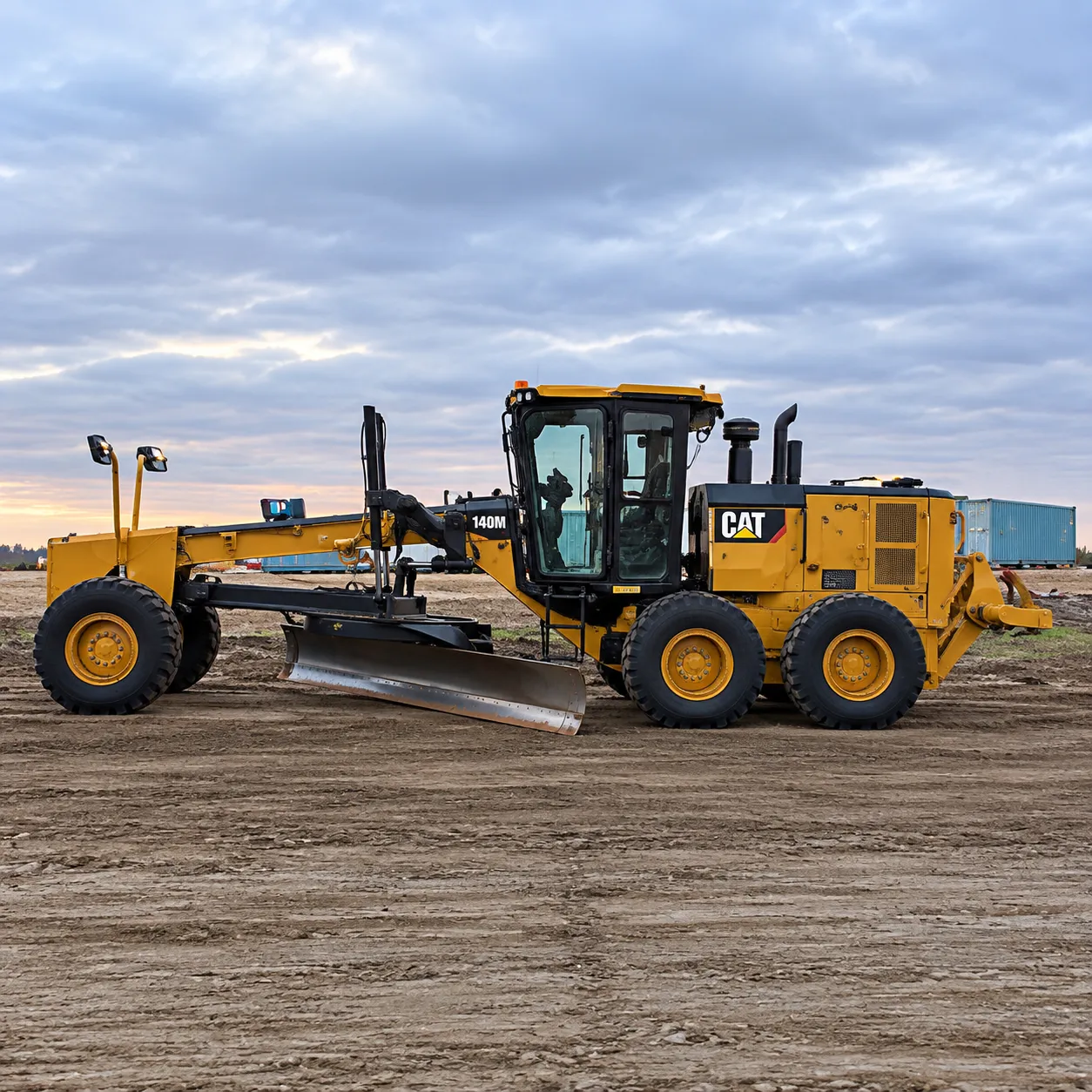 Motor grader available for road building and grading projects