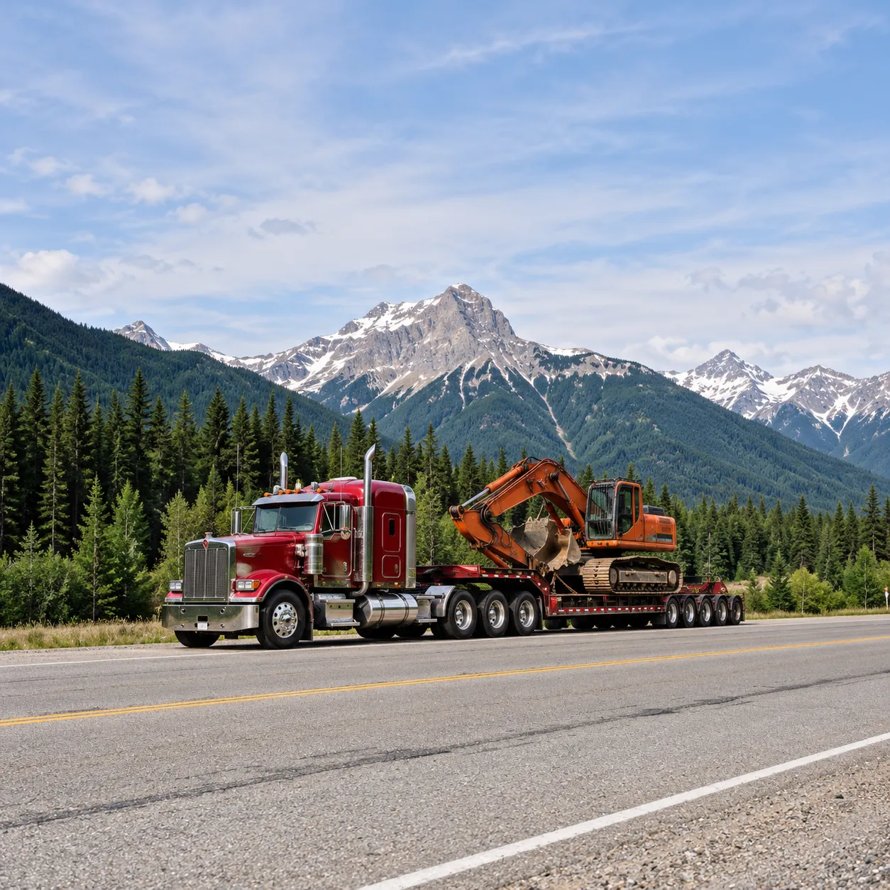 Heavy equipment transported for wildfire response operations
