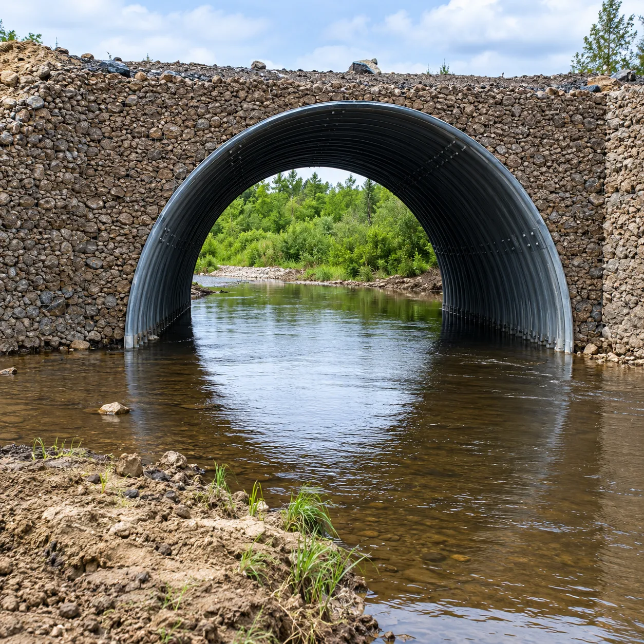 Installed culvert providing a water crossing on the Arch Project