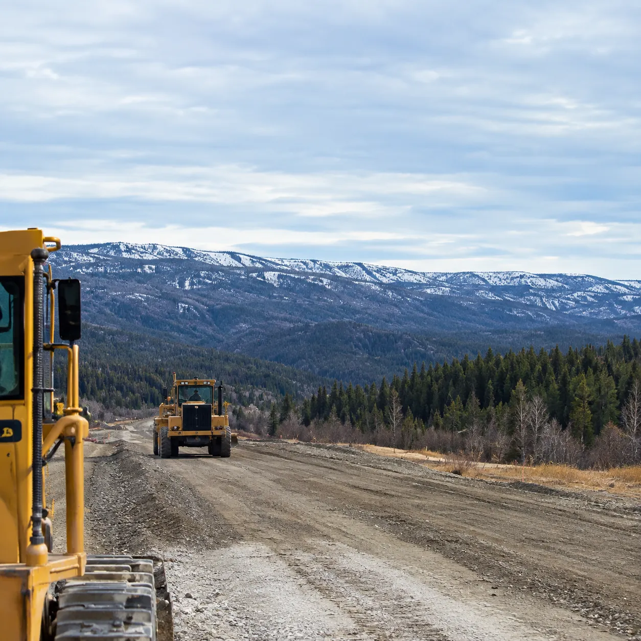 Road construction work on the Alaska Highway Project