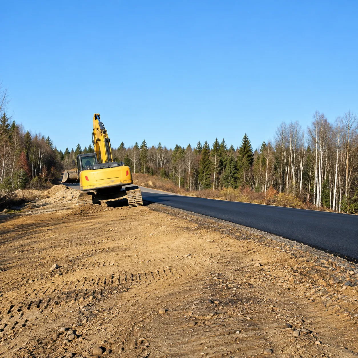 Heavy equipment working on a Northern Highway construction section