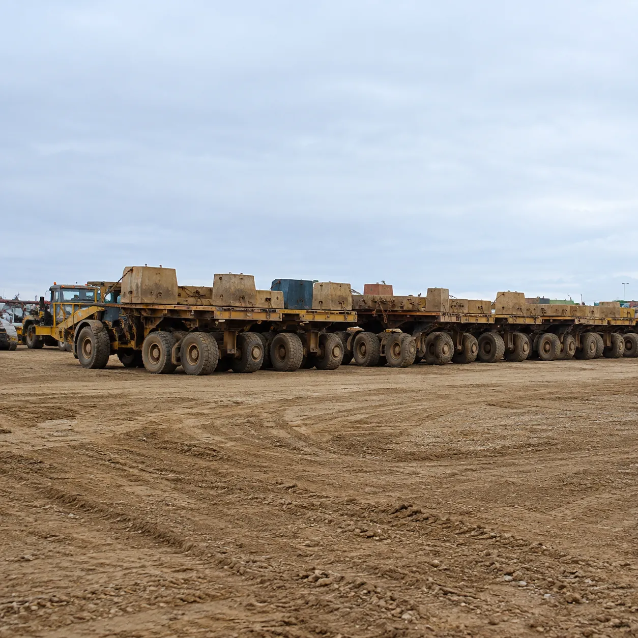 Heavy equipment fleet working on a lease construction site