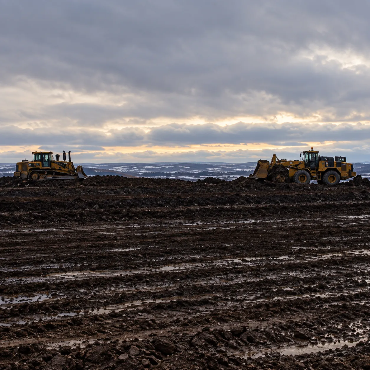 Earthworks and site preparation for a lease construction project