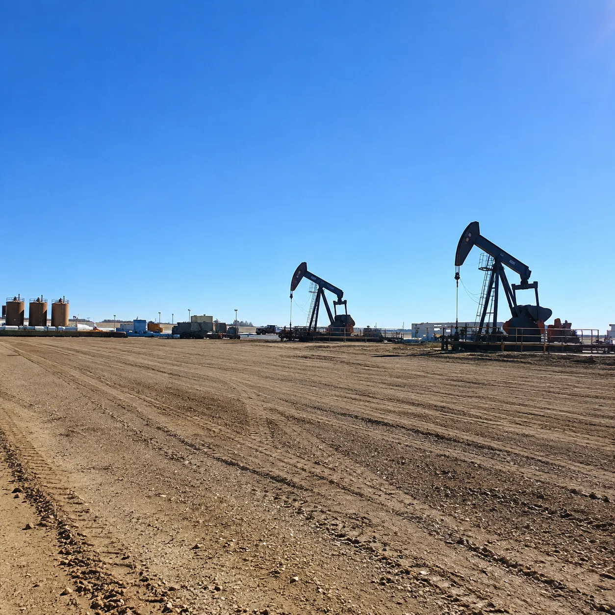 Industrial plant site development with heavy equipment in operation