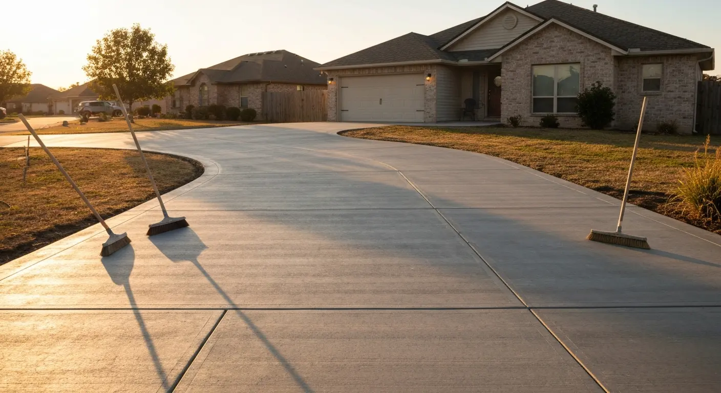 Concrete patio and driveway