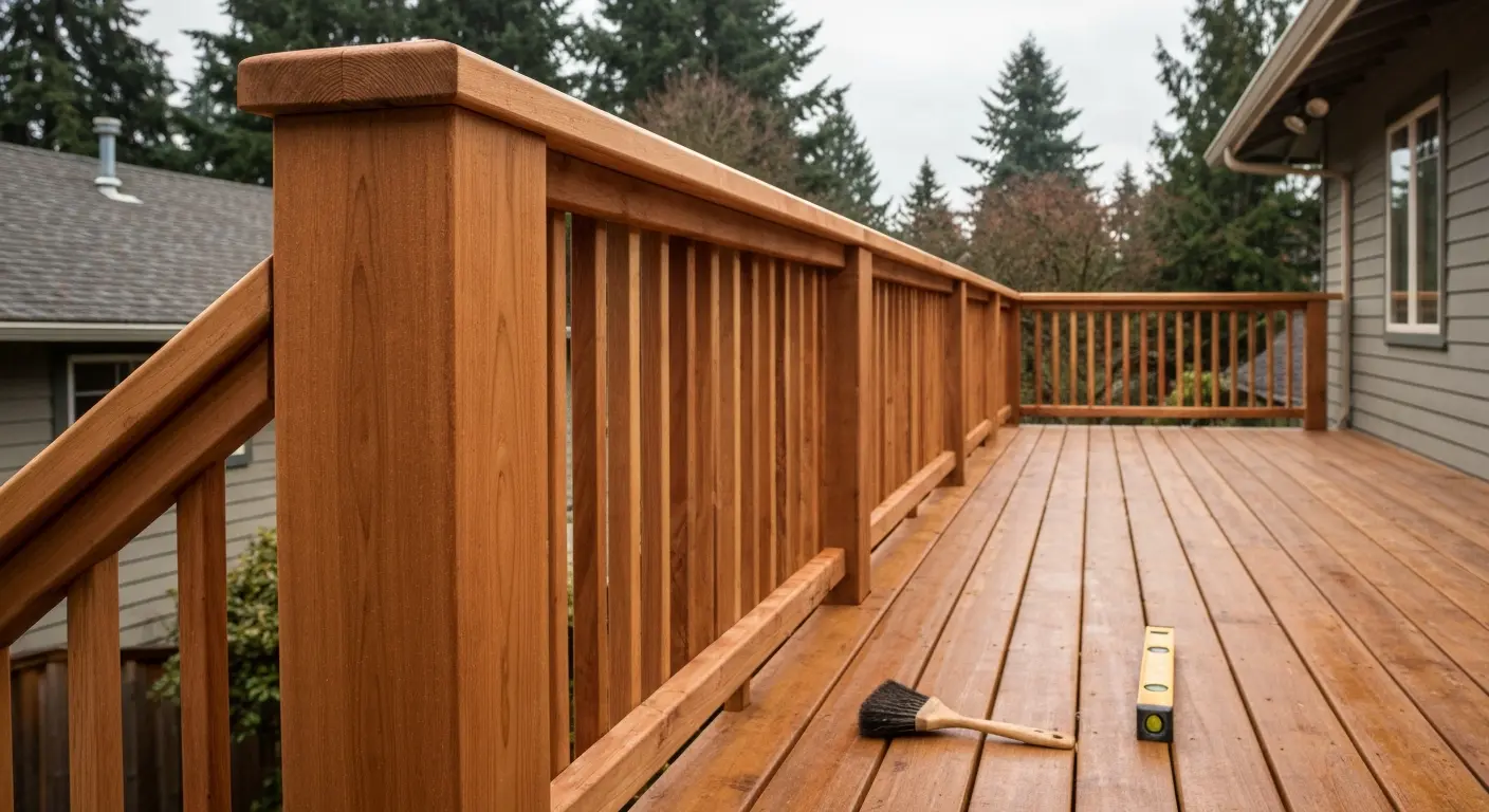 Wood railing installation