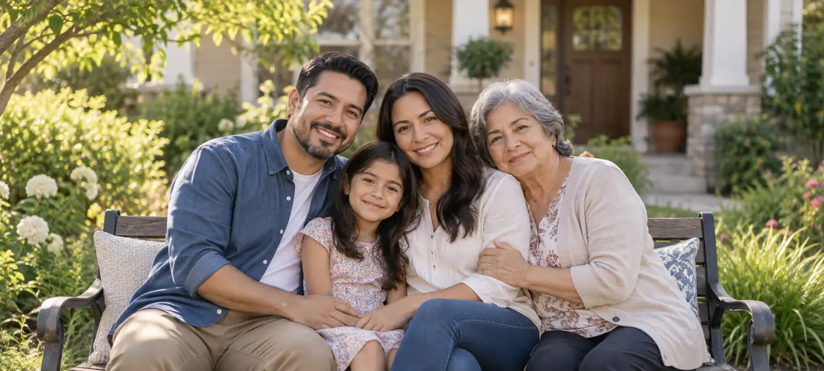 Familia reunida en la sala de estar